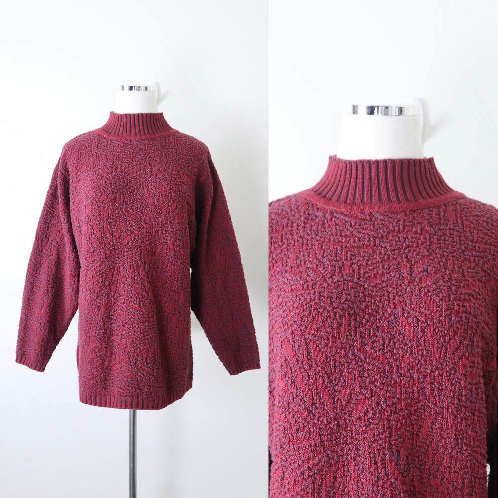 Chris Triola Size S 100% Cotton Red Knit Sweater Pullover One of A Kind